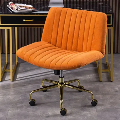 Elegant Gray Linen Upholstered Swivel Office Chair Image - 12