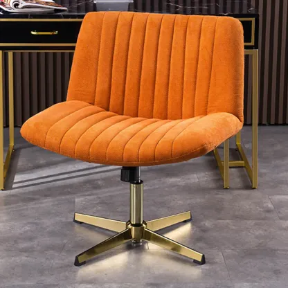 Elegant Gray Linen Upholstered Swivel Office Chair Image - 23