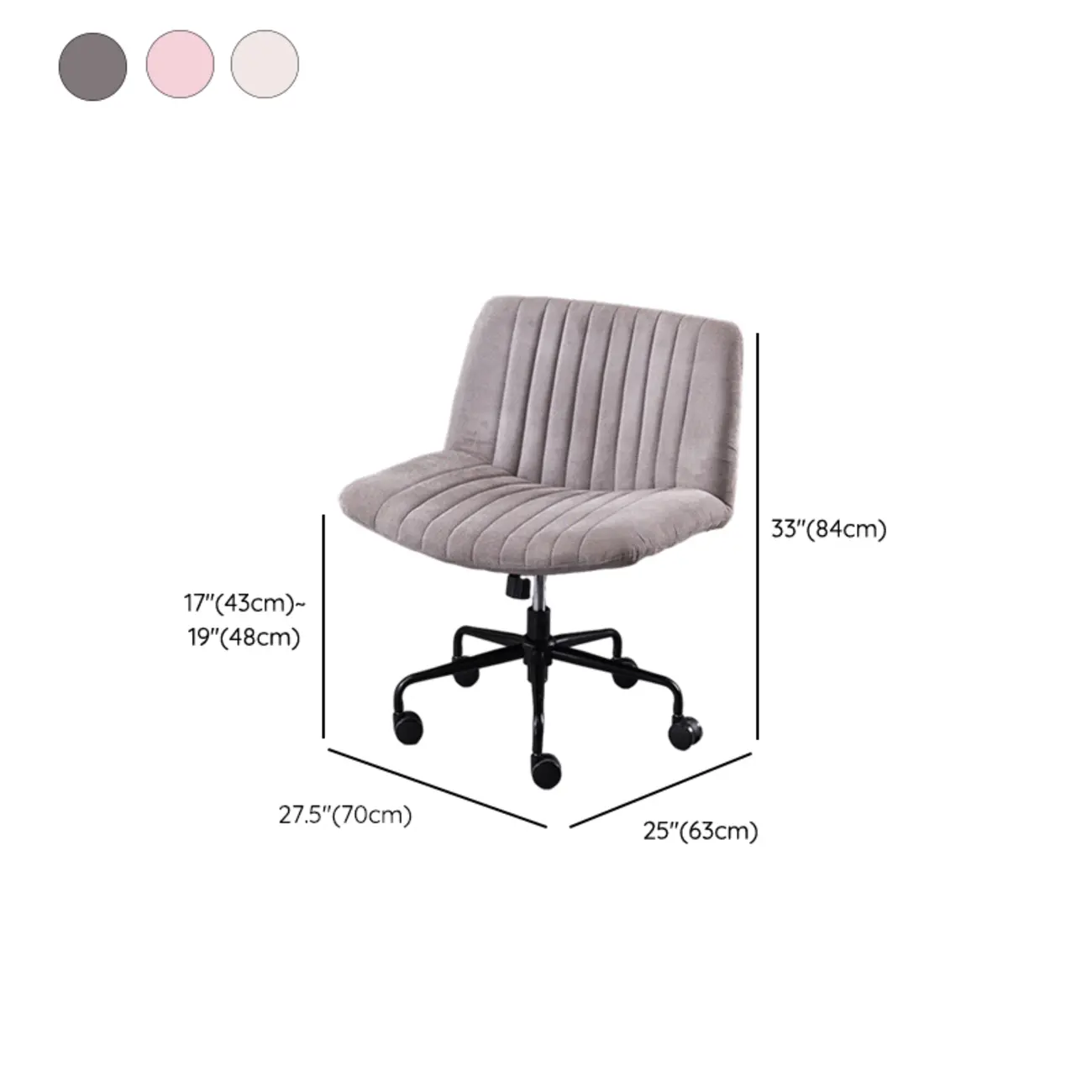 Elegant Gray Linen Upholstered Swivel Office Chair Image - 25 | homeyfad