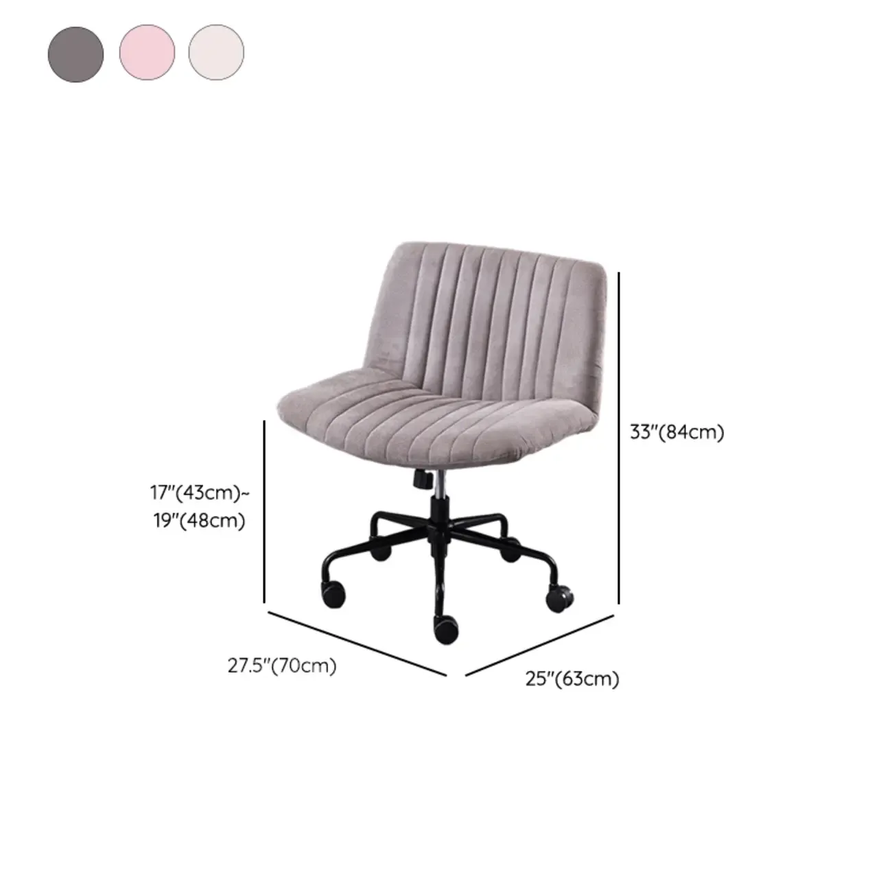 Elegant Gray Linen Upholstered Swivel Office Chair Image - 25