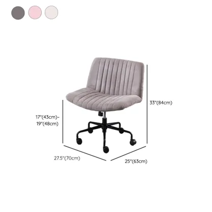 Elegant Gray Linen Upholstered Swivel Office Chair Image - 25