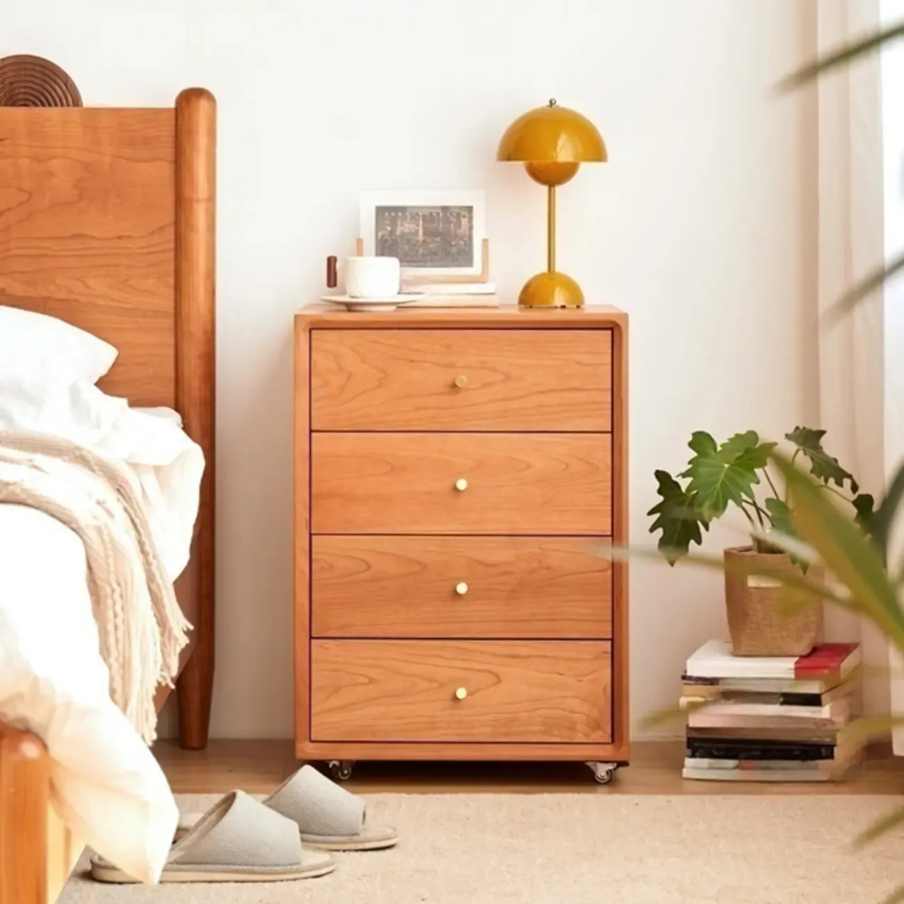 Traditional Natural Wooden Vertical Filing Cabinet with 4 Drawers Image - 1
