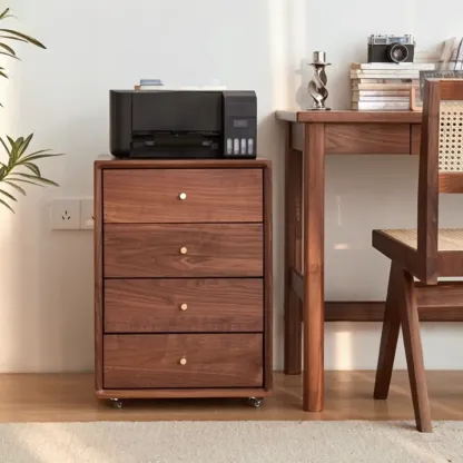 Traditional Natural Wooden Vertical Filing Cabinet with 4 Drawers Image - 5
