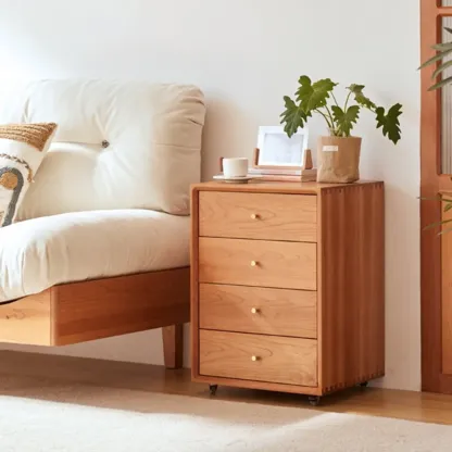 Traditional Natural Wooden Vertical Filing Cabinet with 4 Drawers Image - 3