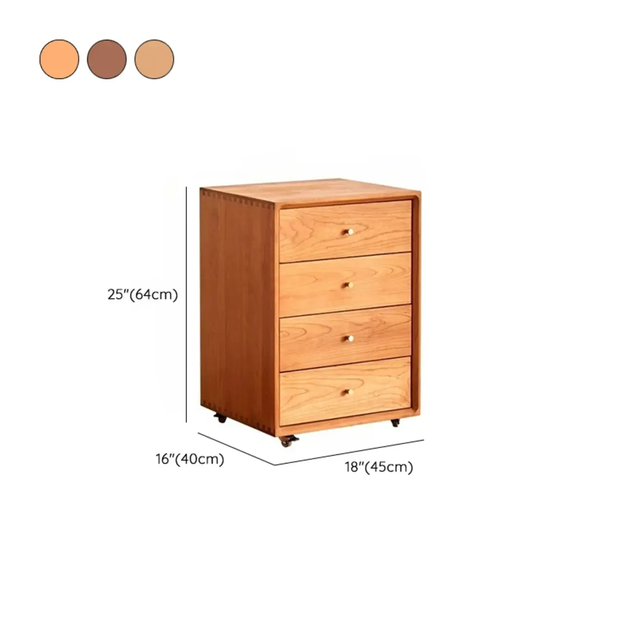 Traditional Natural Wooden Vertical Filing Cabinet with 4 Drawers #size