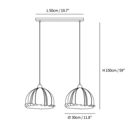 Rattan Fabric Pendant Lamp Beige Dome Shape For Kitchen Image - 50
