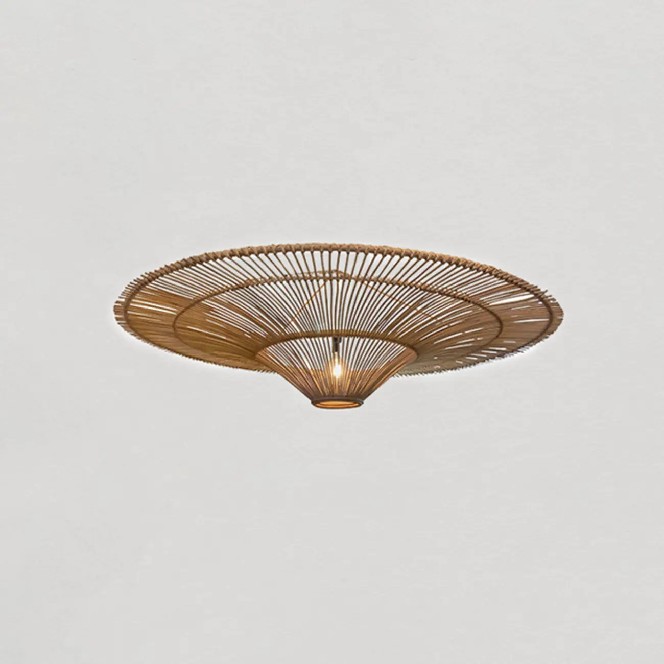 Natural Woven Rattan Bohemian Semi Flush Ceiling Light Image - 4 | homeyfad