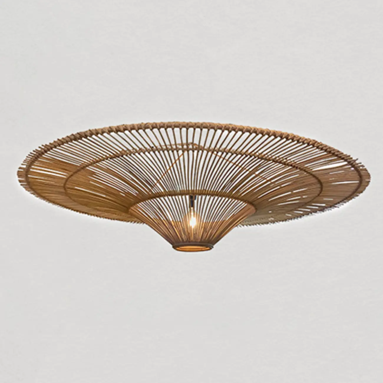 Natural Woven Rattan Bohemian Semi Flush Ceiling Light Image - 7 | homeyfad
