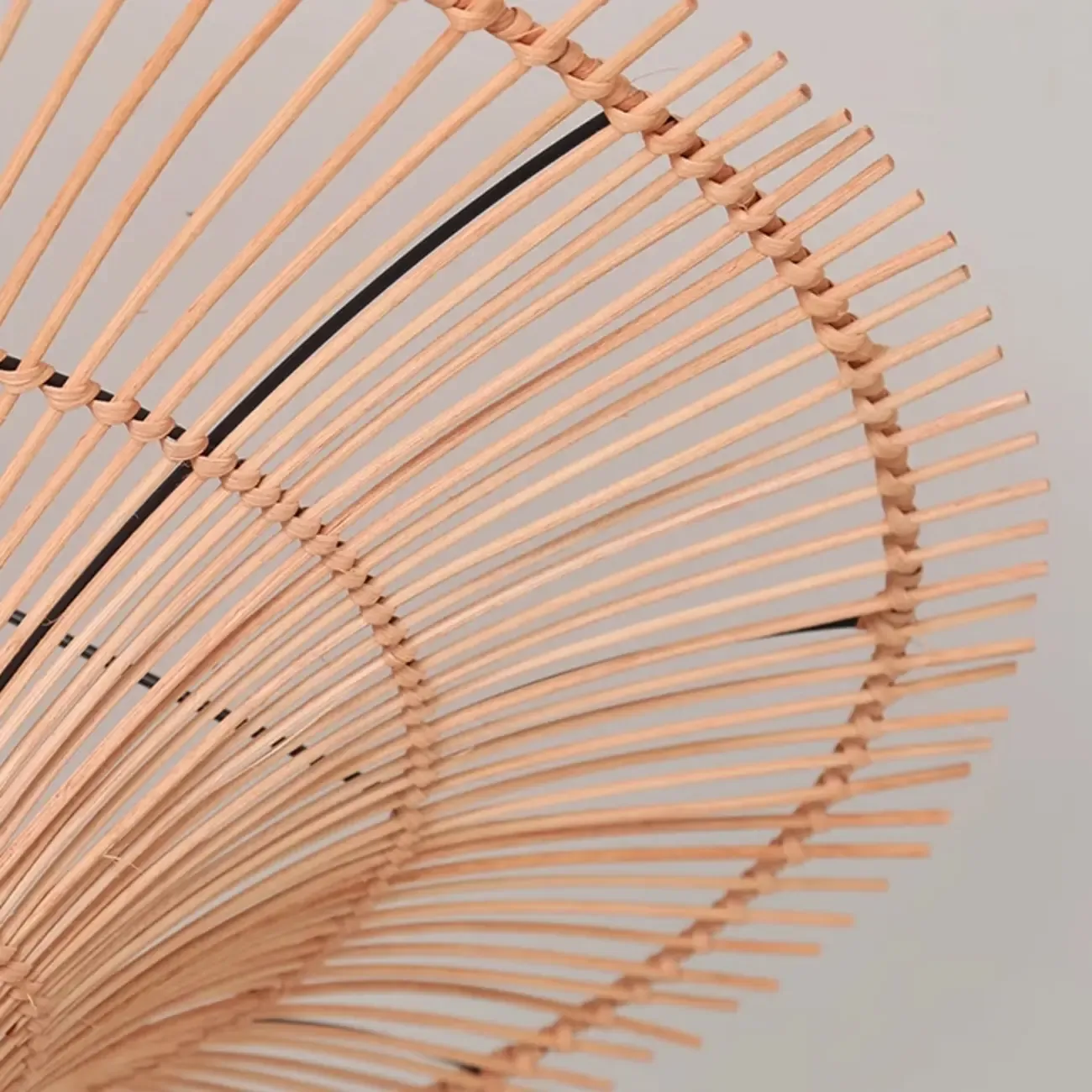 Natural Woven Rattan Bohemian Semi Flush Ceiling Light Image - 8