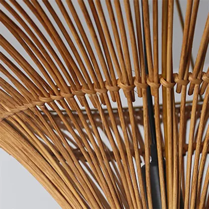 Natural Woven Rattan Bohemian Semi Flush Ceiling Light Image - 10