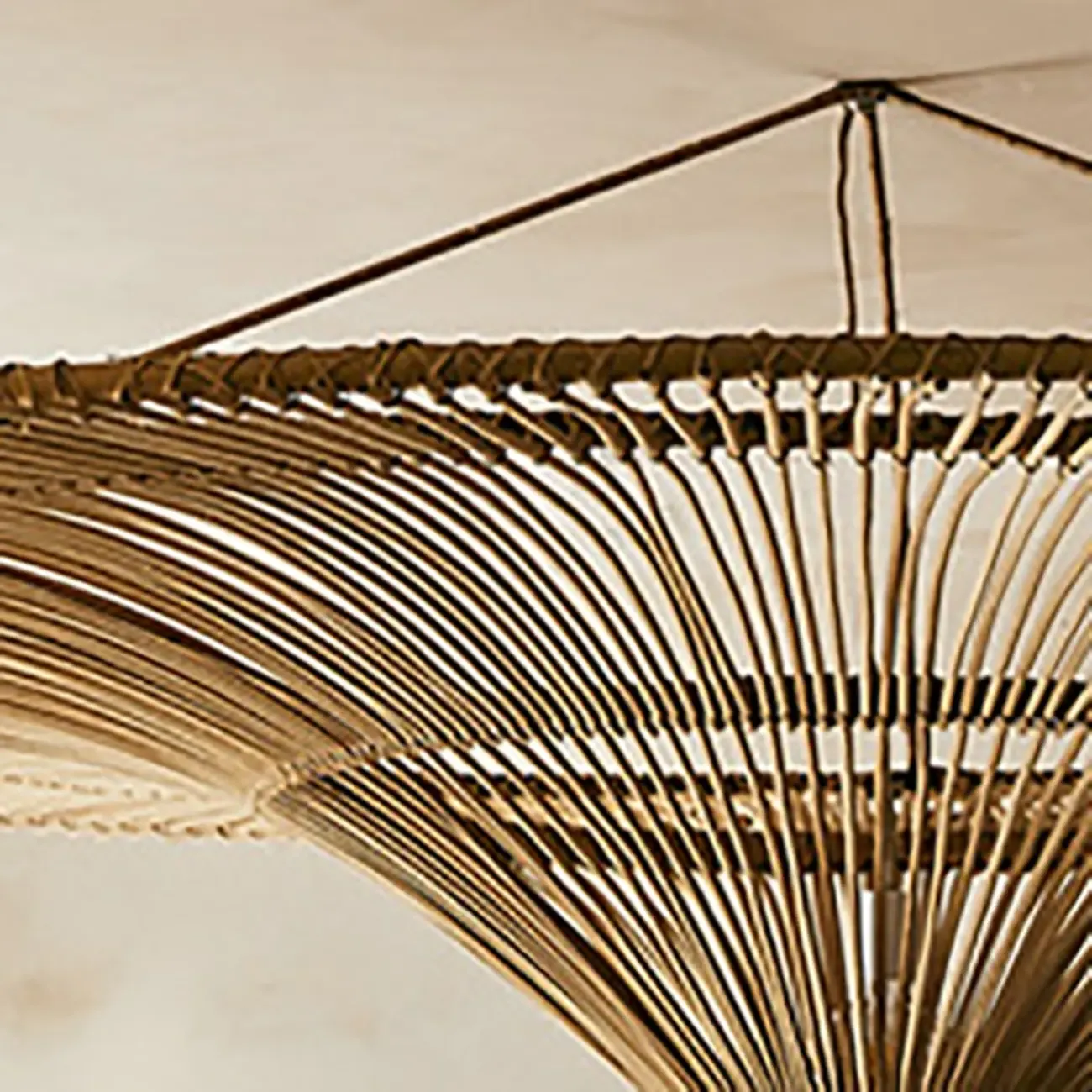 Natural Woven Rattan Bohemian Semi Flush Ceiling Light Image - 11