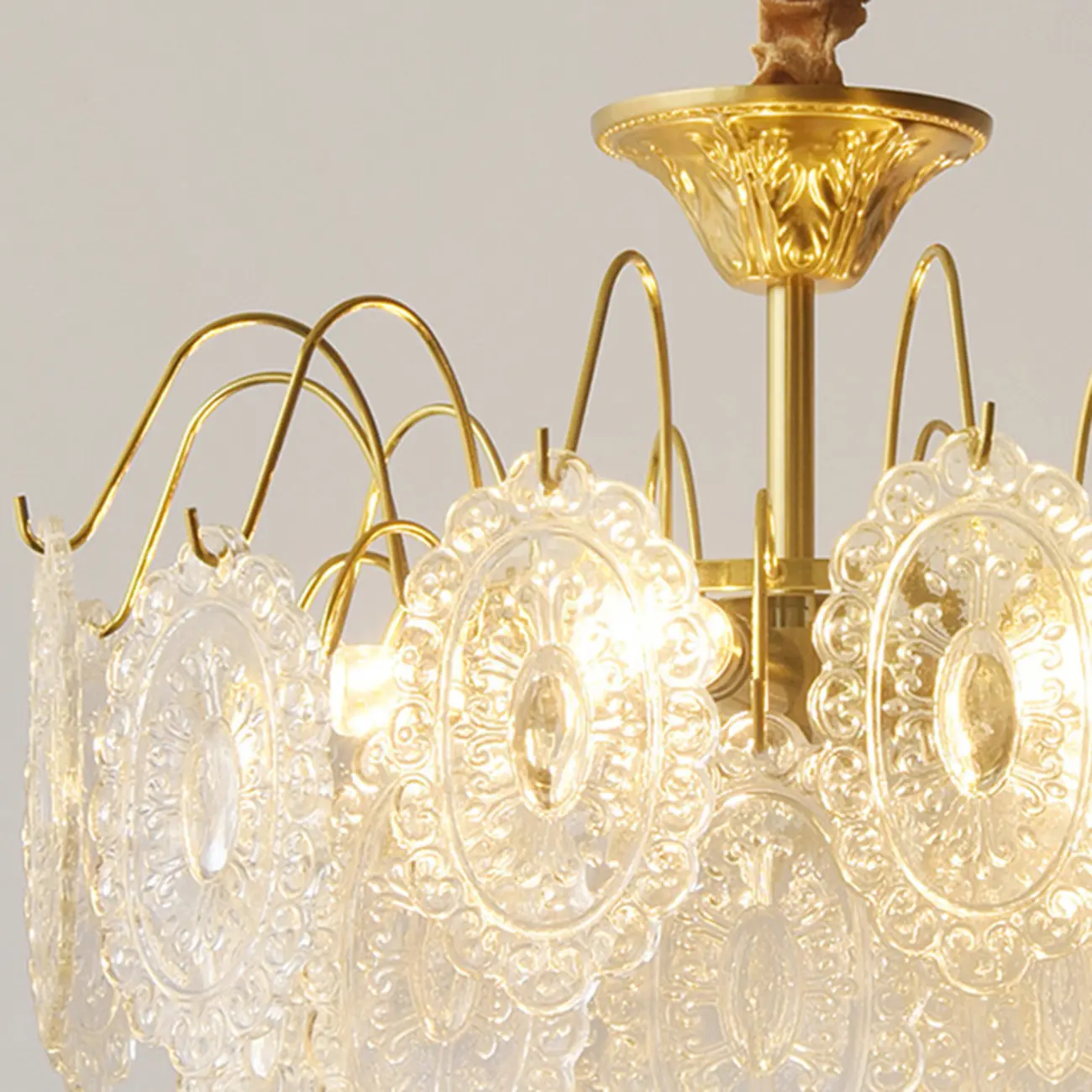 Crystal Drum Shade Gold Semi Flush Ceiling Light Image - 7 | homeyfad