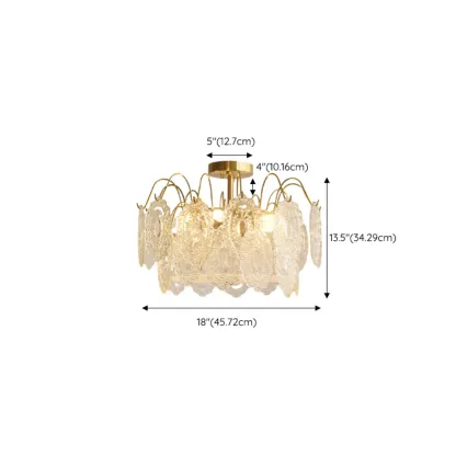 Crystal Drum Shade Gold Semi Flush Ceiling Light #size