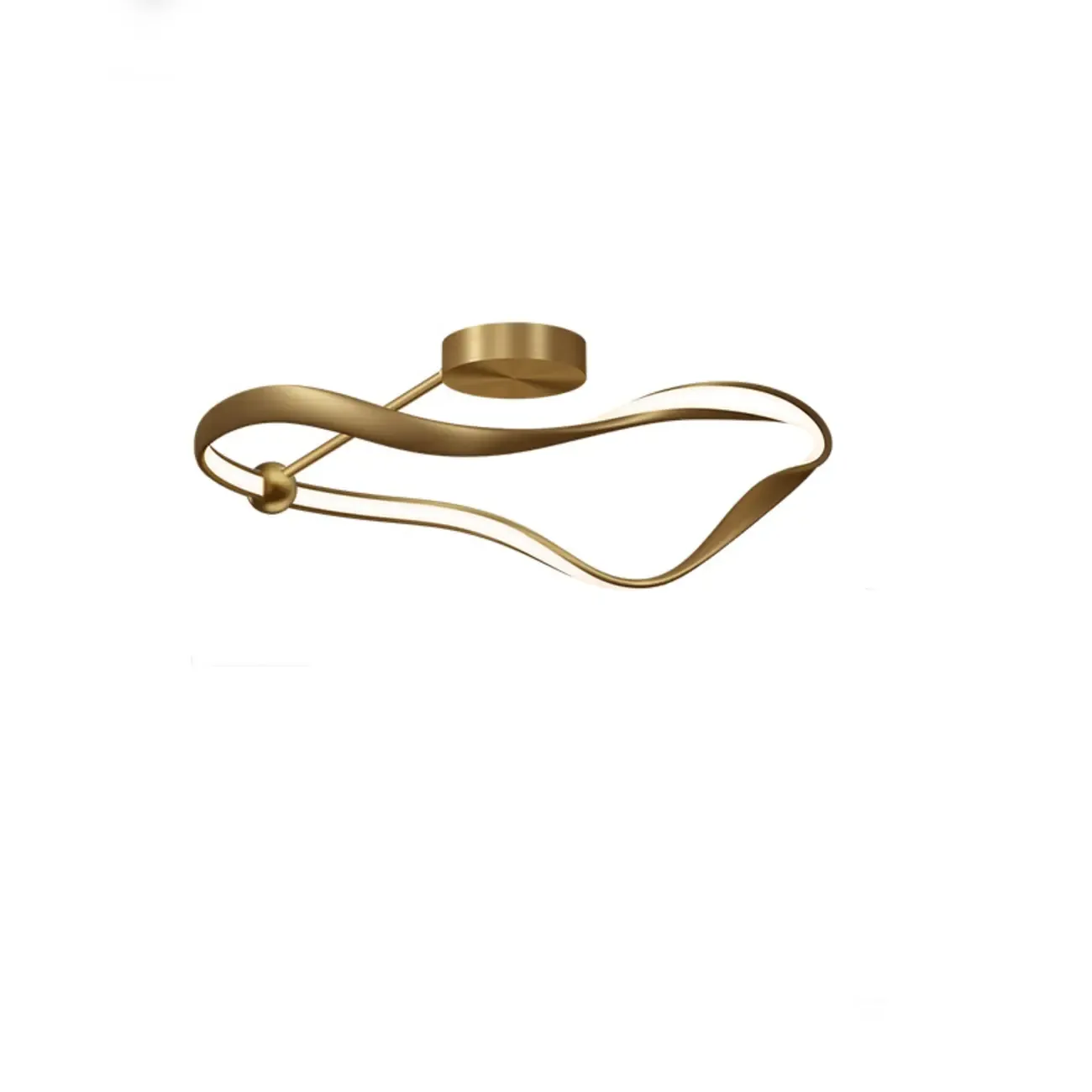 Stylish Geometric Gold Semi Flush Ceiling Light 3-Gear Dimming Image - 7