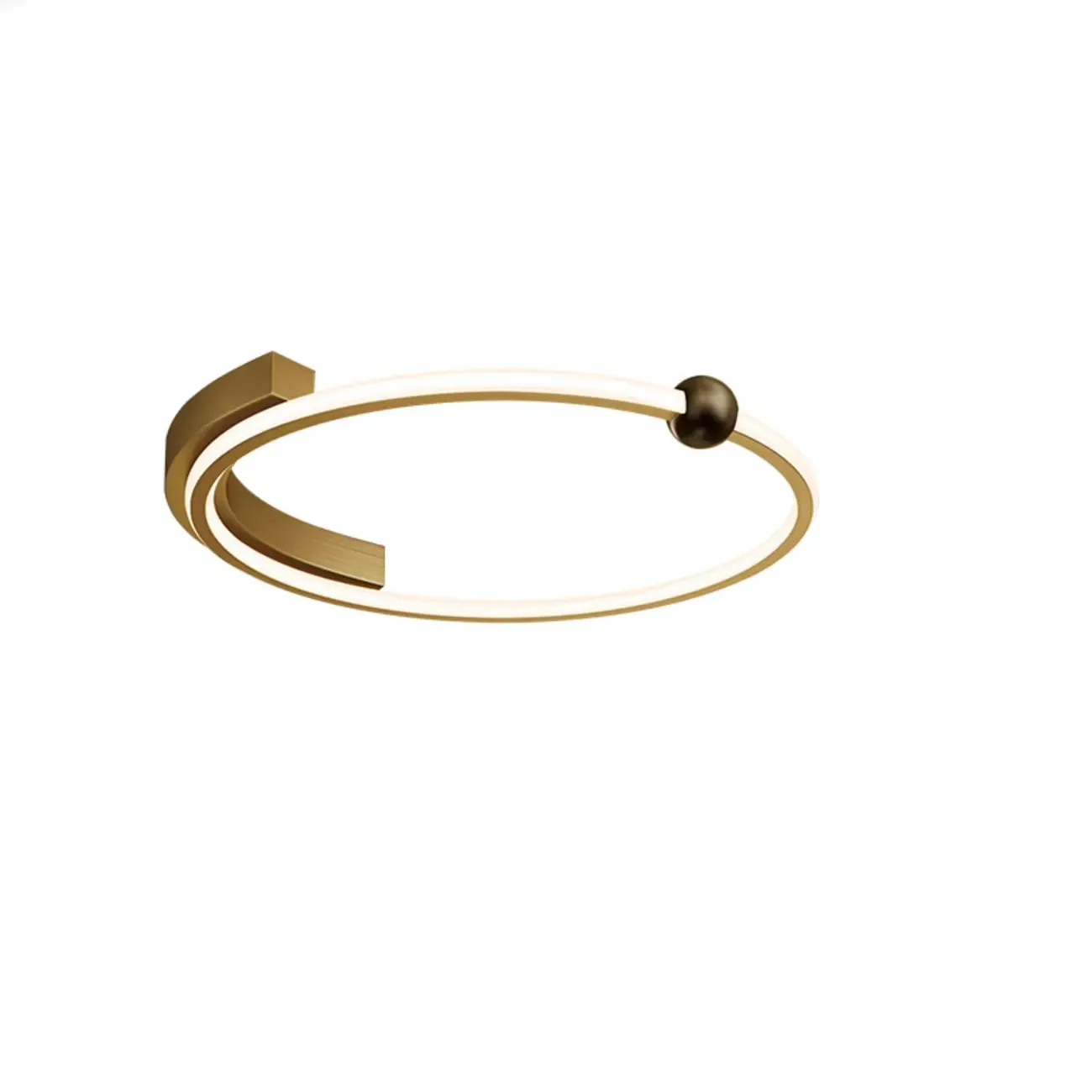 Stylish Geometric Gold Semi Flush Ceiling Light 3-Gear Dimming Image - 9