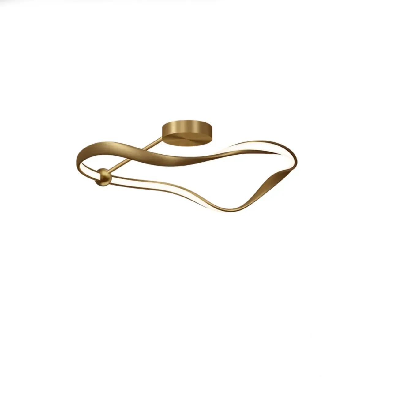 Stylish Geometric Gold Semi Flush Ceiling Light 3-Gear Dimming Image - 11