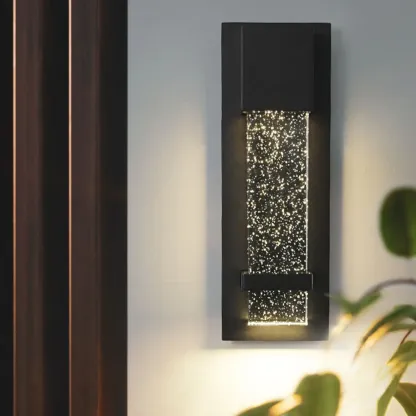 Modern Black Metal Starry Glass Outdoor LED Wall Light