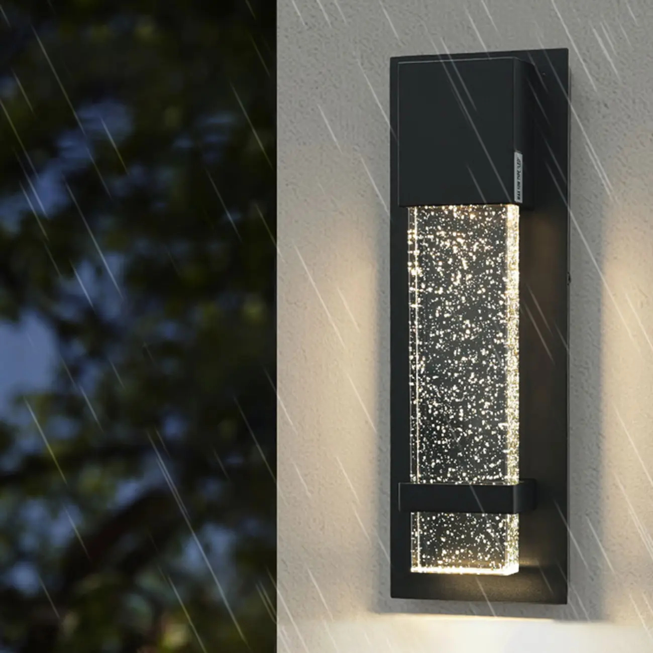 Modern Black Metal Starry Glass Outdoor LED Wall Light | homeyfad