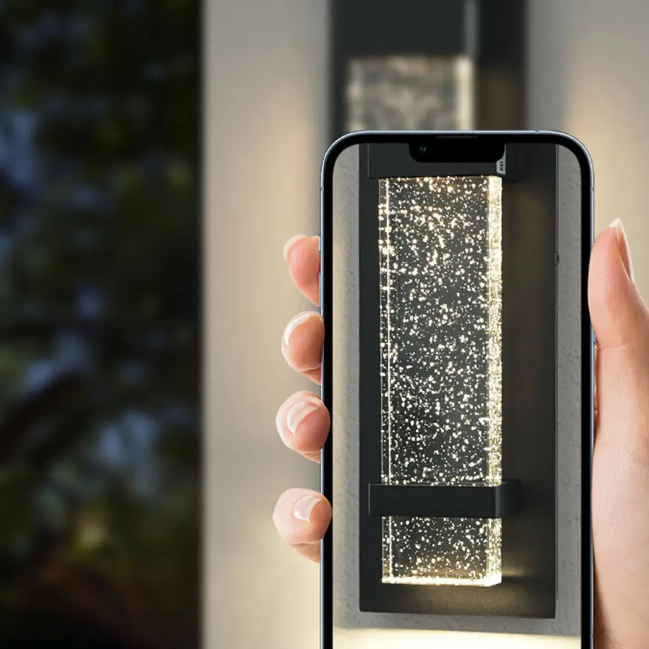 Modern Black Metal Starry Glass Outdoor LED Wall Light