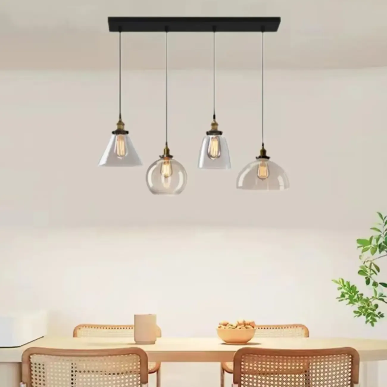 Modern Glass Geometric Island Pendant Light for Kitchen Area Image - 1