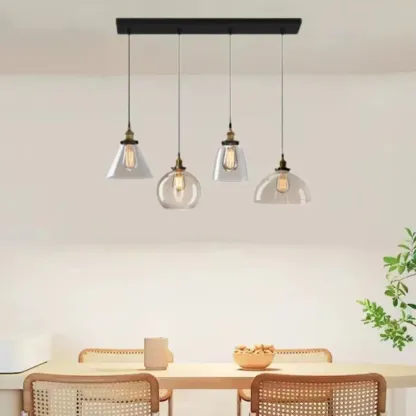 Modern Glass Geometric Island Pendant Light for Kitchen Area Image - 1