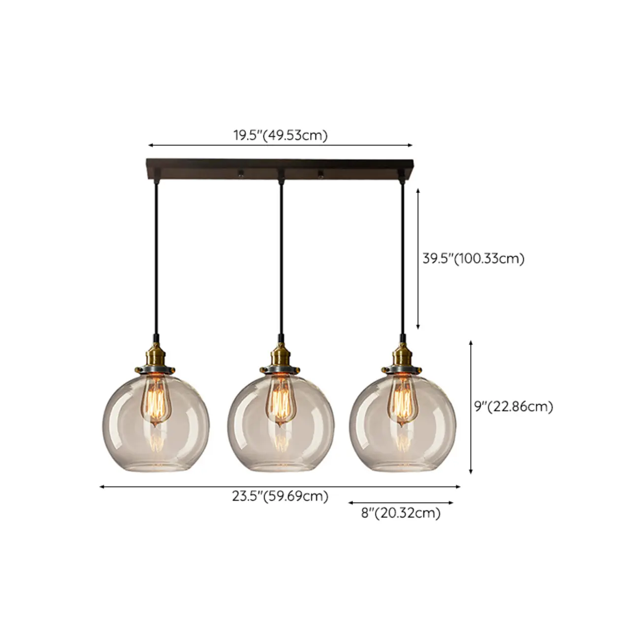 Modern Glass Geometric Island Pendant Light for Kitchen Area #size | homeyfad