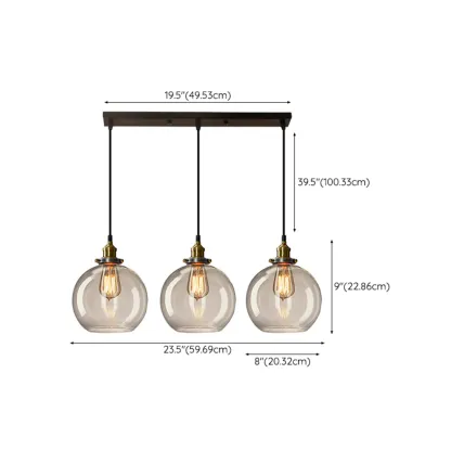 Modern Glass Geometric Island Pendant Light for Kitchen Area #size