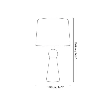 Contemporary Wood Tapered Base Table Lamp With Linen Shade #size