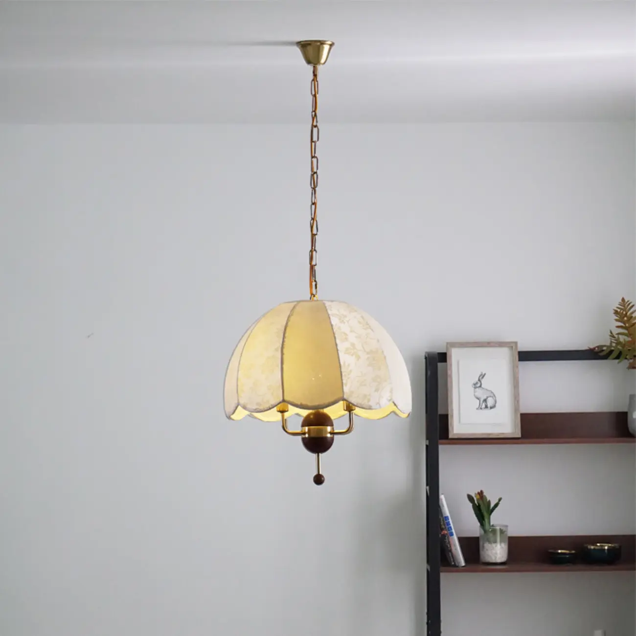 Gold Dome Fabric Elegant Vintage Chandelier Light Image - 2 | homeyfad