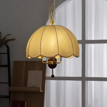 Gold Dome Fabric Elegant Vintage Chandelier Light Image - 3