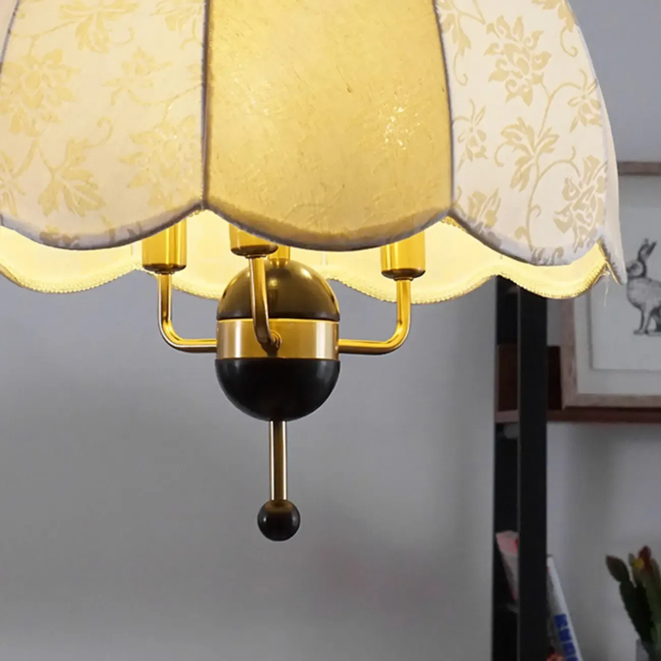 Gold Dome Fabric Elegant Vintage Chandelier Light Image - 7