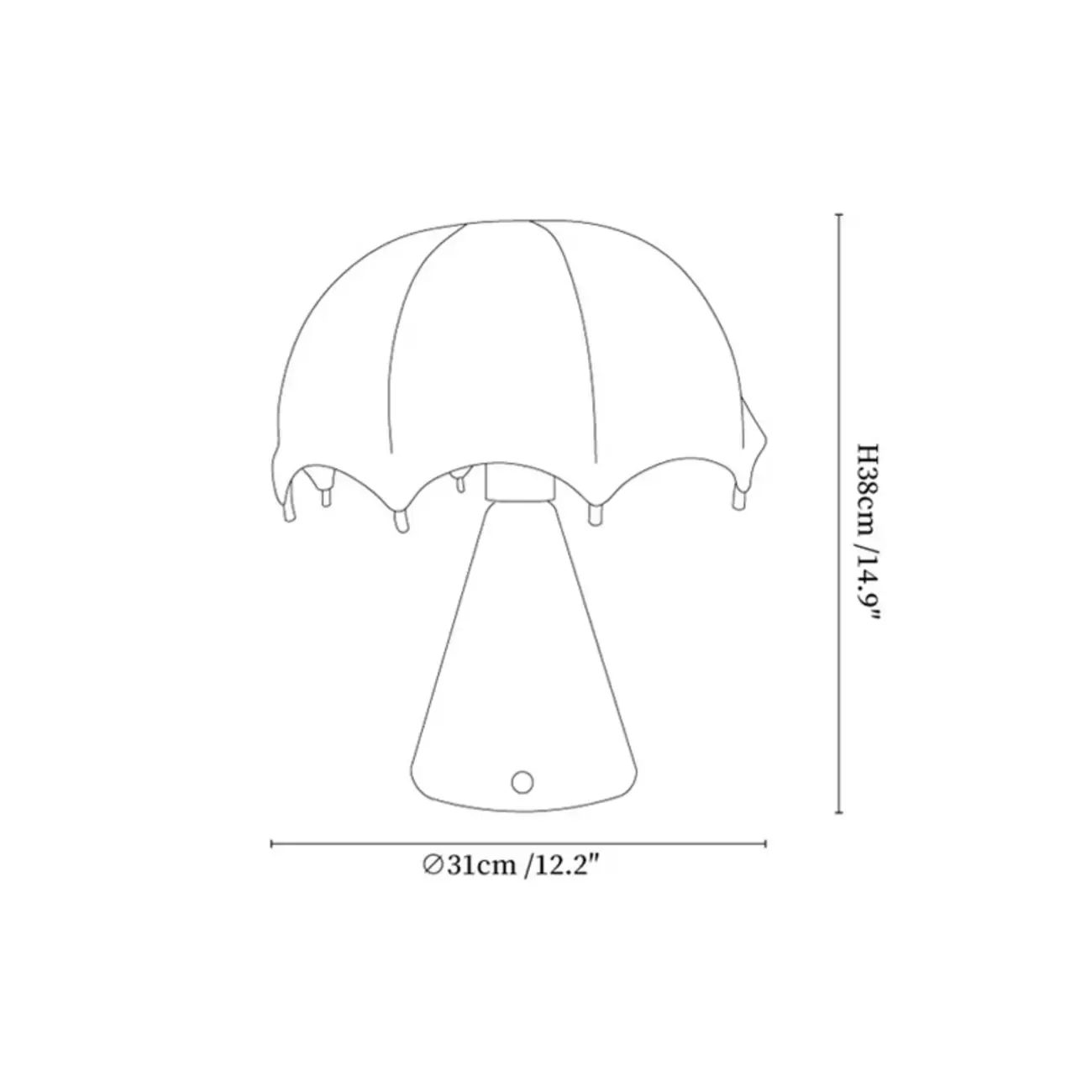 Elegant Umbrella Design Metal Wood Silk Table Lamp #size