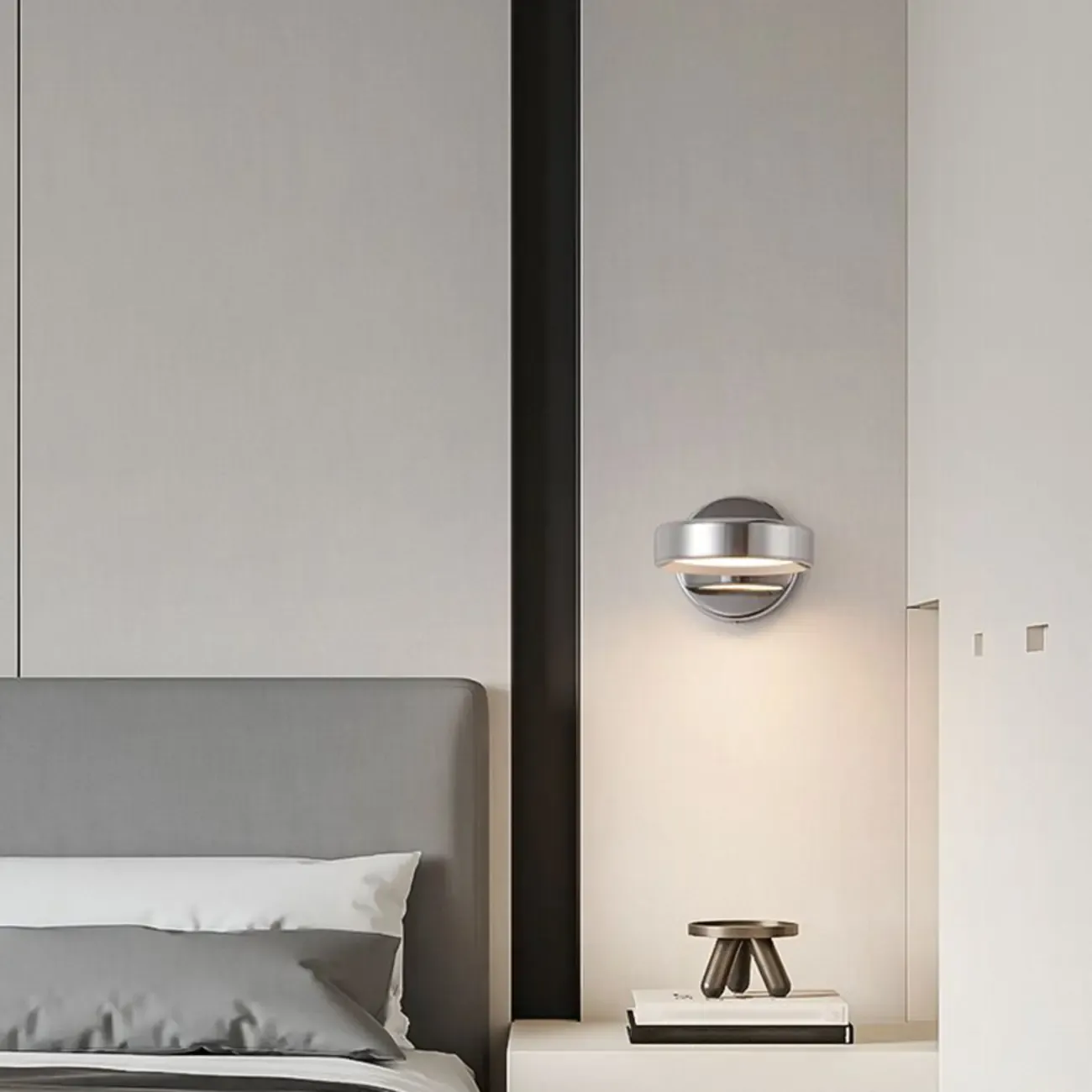 Modish 1-Light Alloy Indoor Wall Sconce with White Plastic Shade Image - 1