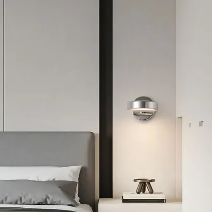 Modish 1-Light Alloy Indoor Wall Sconce with White Plastic Shade Image - 1