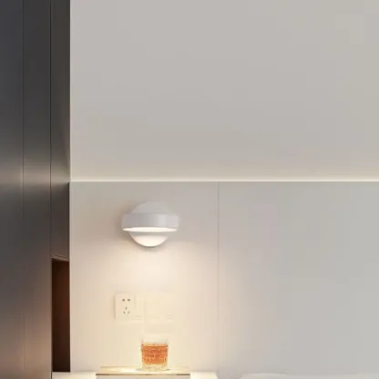Modish 1-Light Alloy Indoor Wall Sconce with White Plastic Shade Image - 2