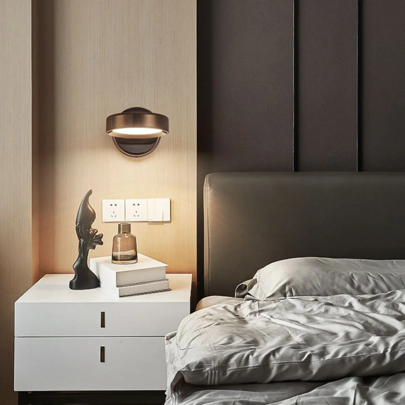 Modish 1-Light Alloy Indoor Wall Sconce with White Plastic Shade Image - 3 | homeyfad