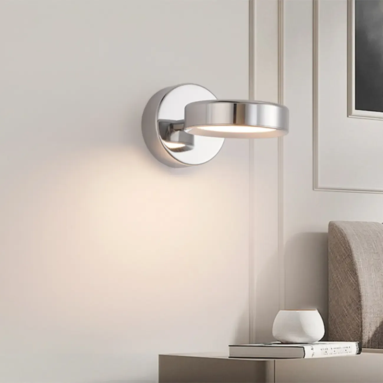 Modish 1-Light Alloy Indoor Wall Sconce with White Plastic Shade Image - 4