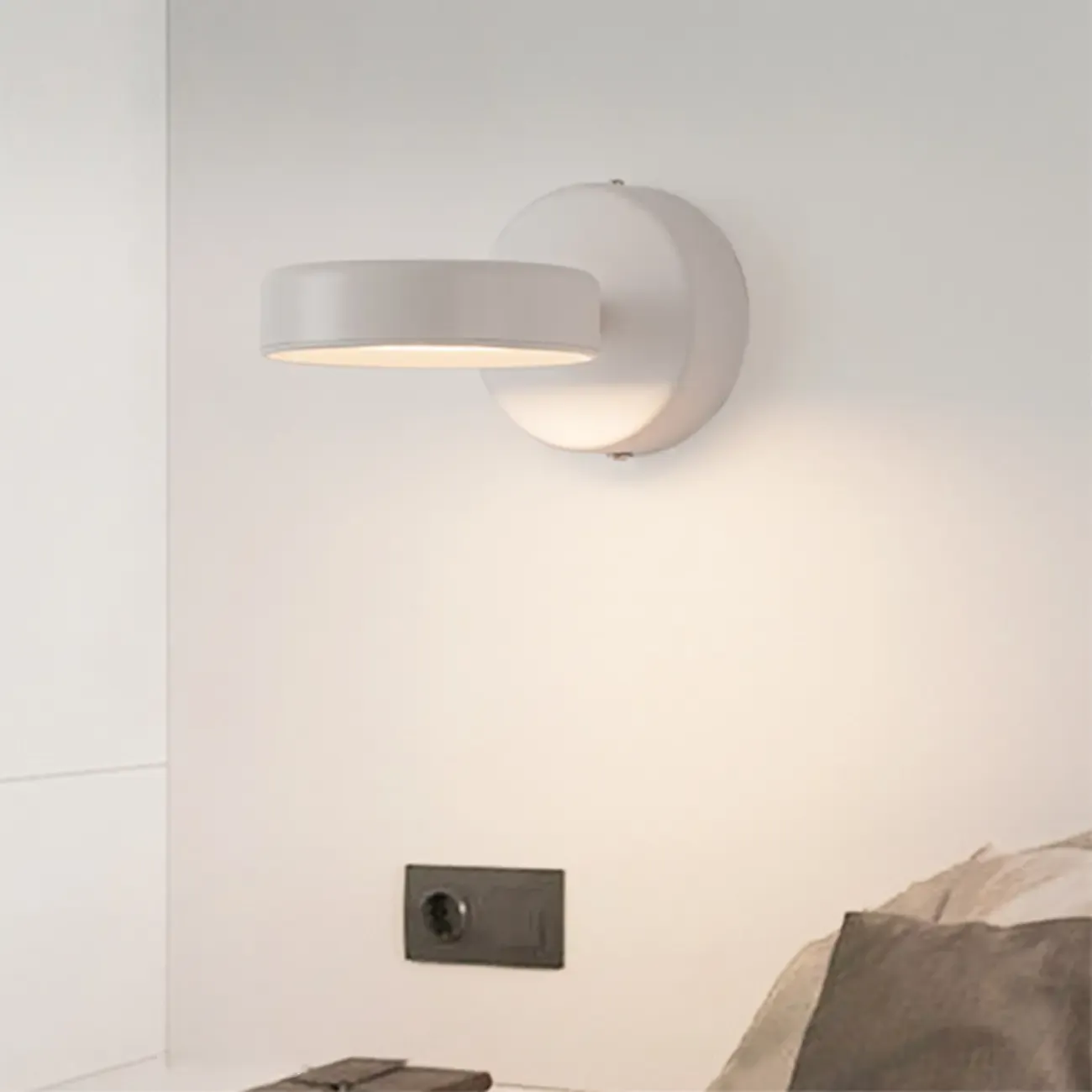 Modish 1-Light Alloy Indoor Wall Sconce with White Plastic Shade Image - 16