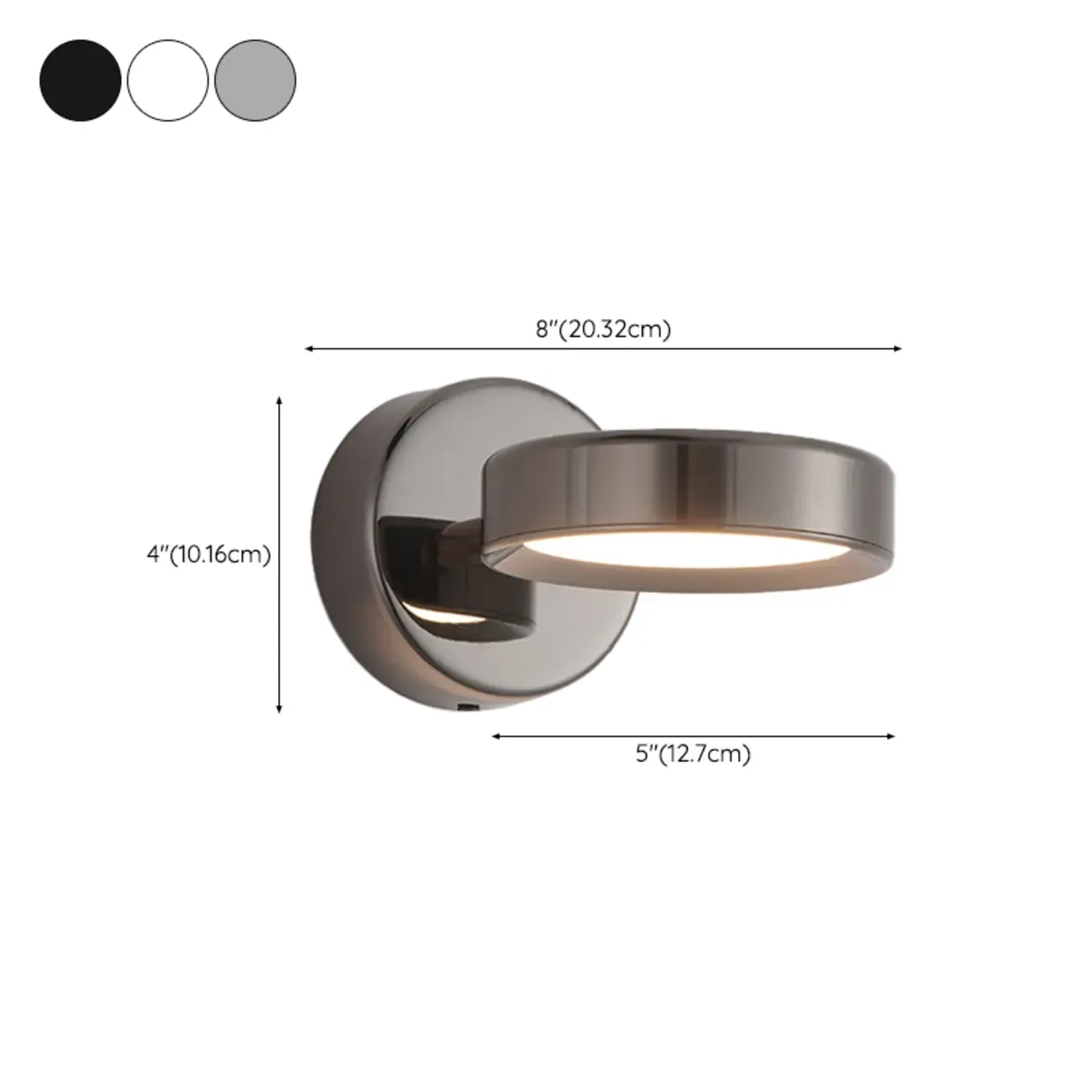 Modish 1-Light Alloy Indoor Wall Sconce with White Plastic Shade #size