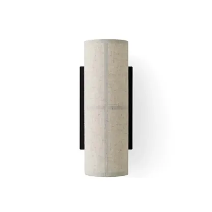 Modern Linen Beige Cylinder Wall Sconce with Switch Image - 9