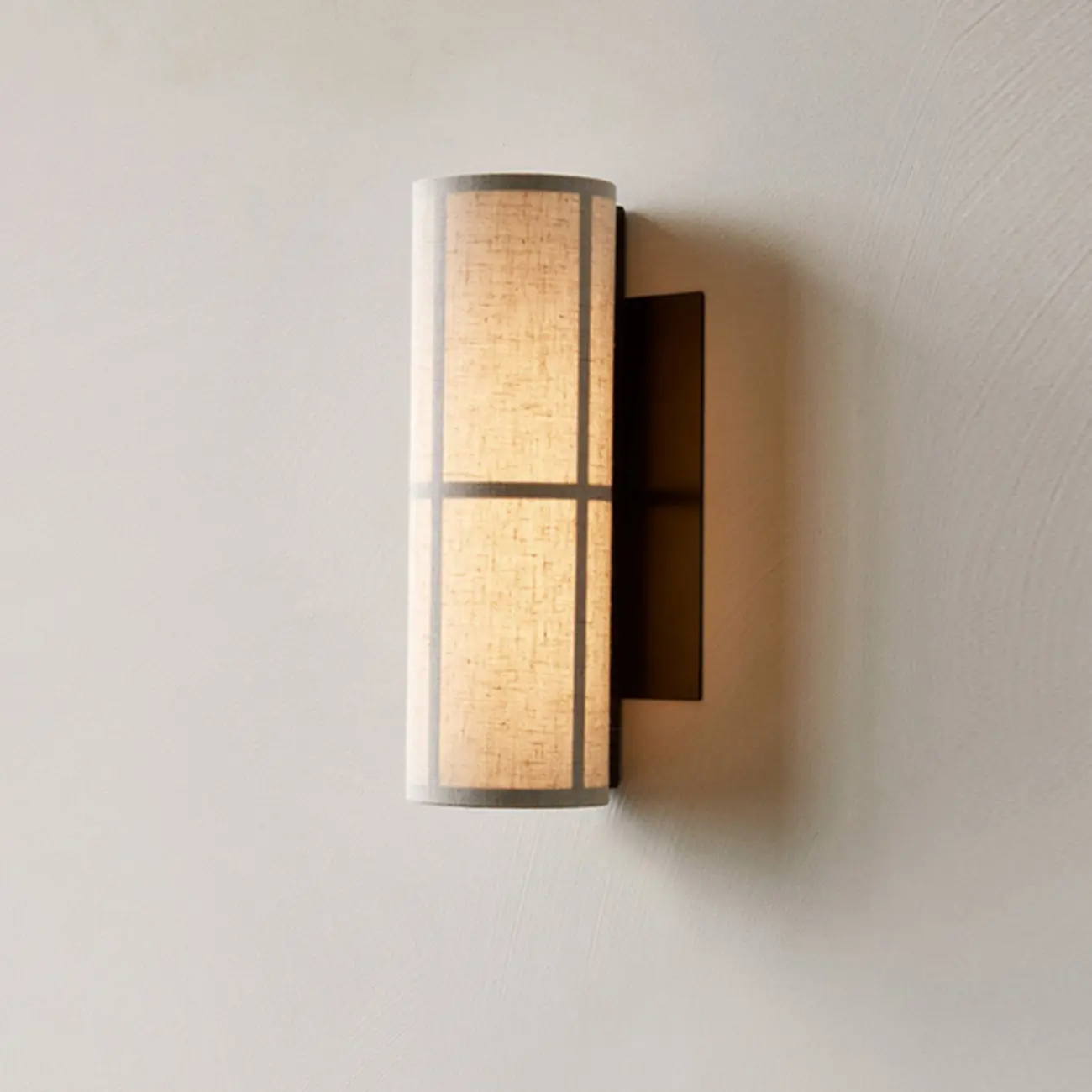Modern Linen Beige Cylinder Wall Sconce with Switch Image - 5 | homeyfad