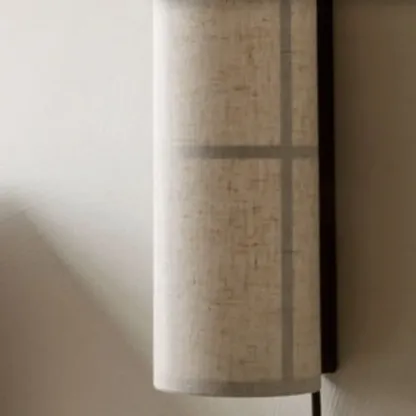 Modern Linen Beige Cylinder Wall Sconce with Switch Image - 7