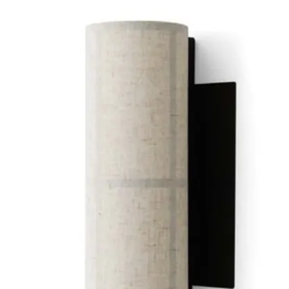 Modern Linen Beige Cylinder Wall Sconce with Switch Image - 11