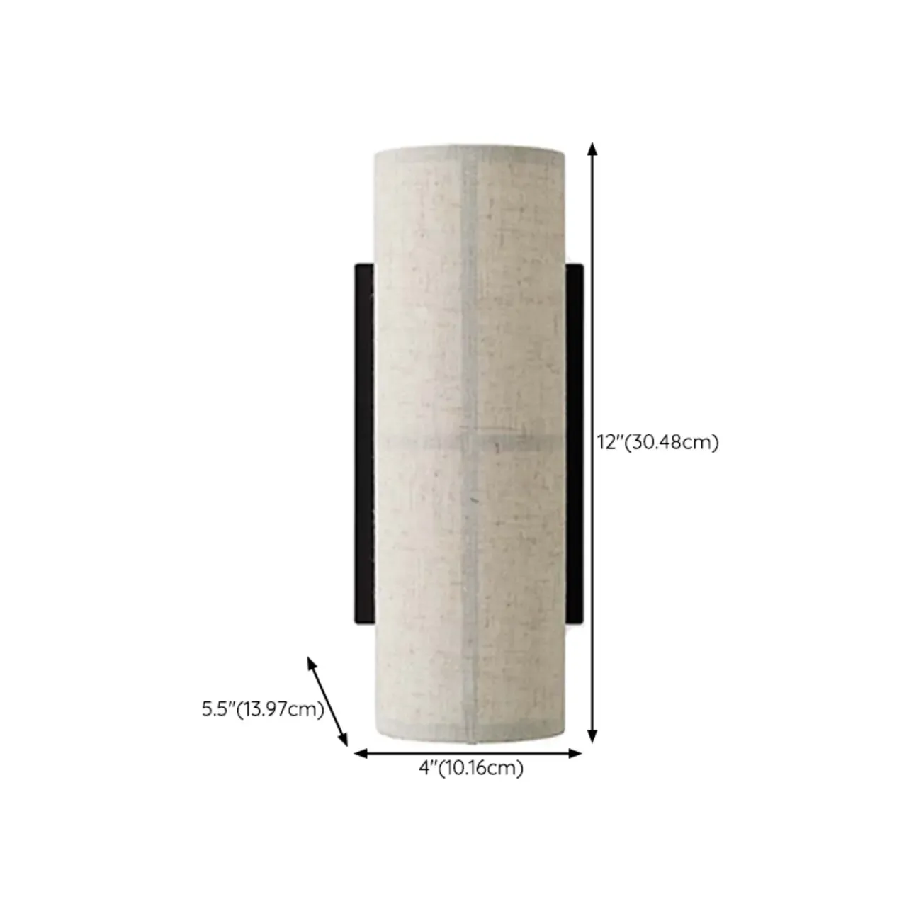 Modern Linen Beige Cylinder Wall Sconce with Switch #size