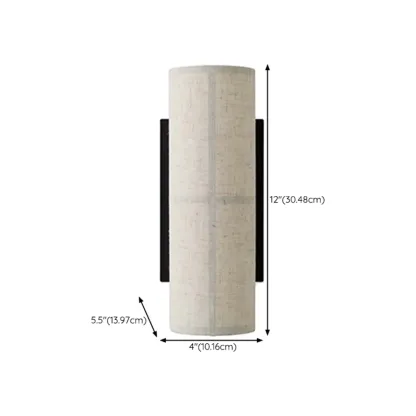 Modern Linen Beige Cylinder Wall Sconce with Switch #size