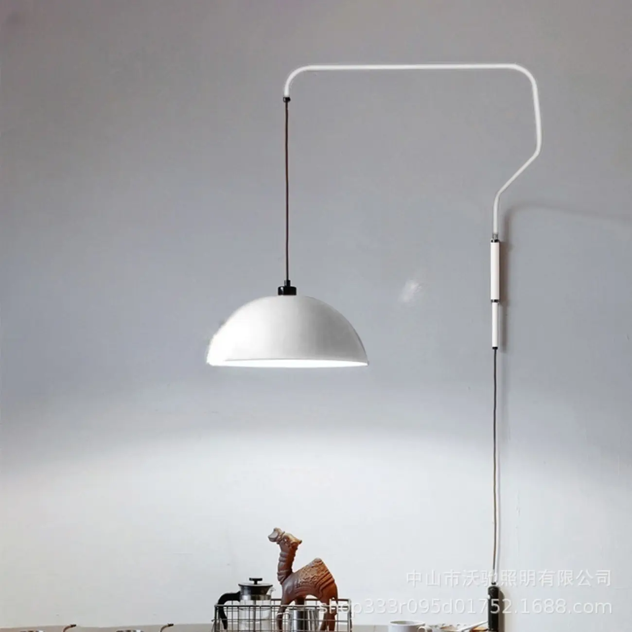 Red and White Plug-In Dome Swing Arm Wall Light Image - 8 | homeyfad