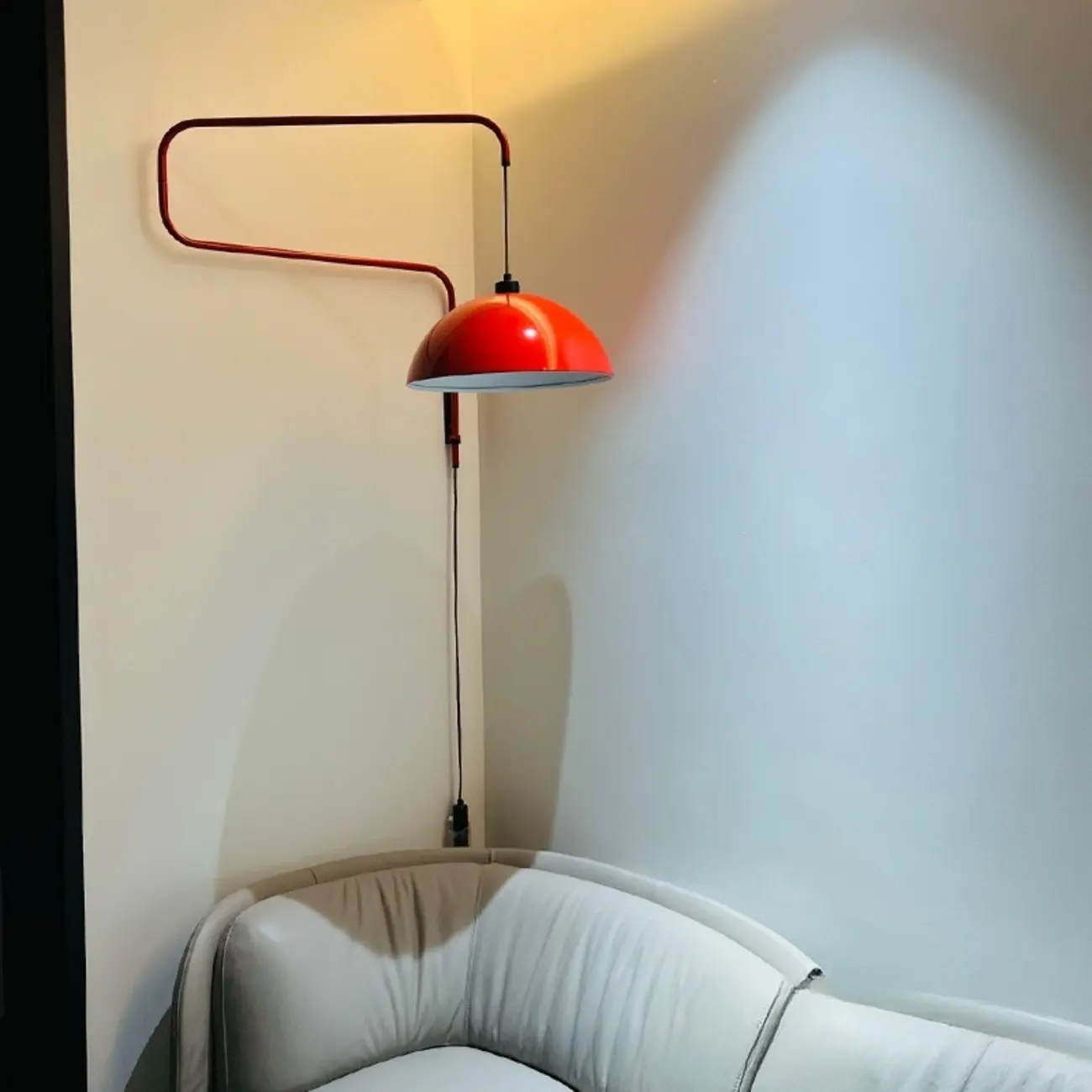Red and White Plug-In Dome Swing Arm Wall Light Image - 3 | homeyfad