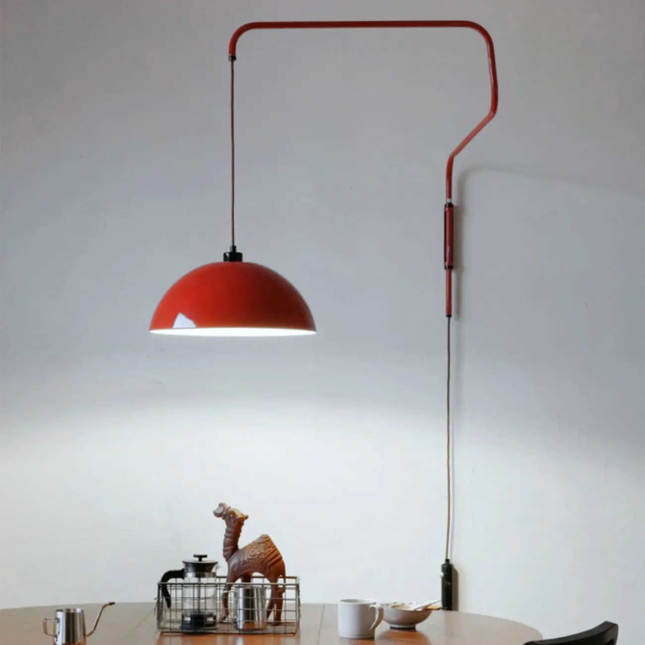 Red and White Plug-In Dome Swing Arm Wall Light Image - 5 | homeyfad