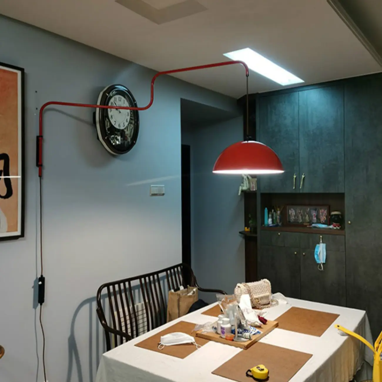 Red and White Plug-In Dome Swing Arm Wall Light Image - 13 | homeyfad