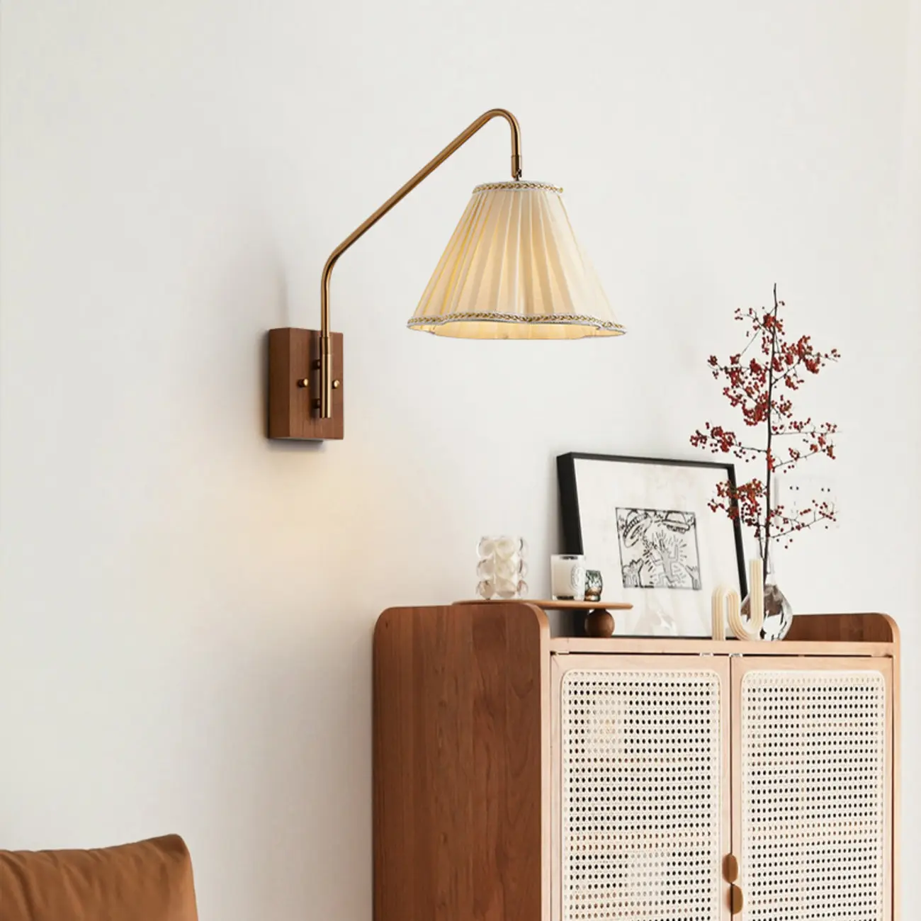 Modern Living Room Wall Light with Pleated Fabric Shade | homeyfad